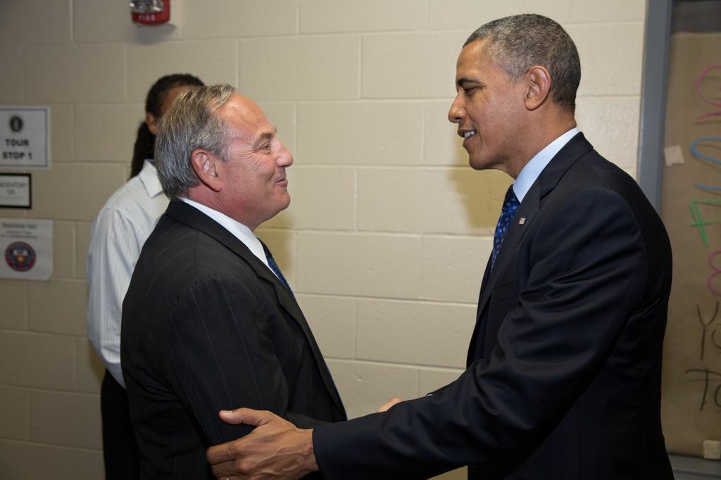 President Barack Obama with Steven Zipkes at Manor New Technology High School